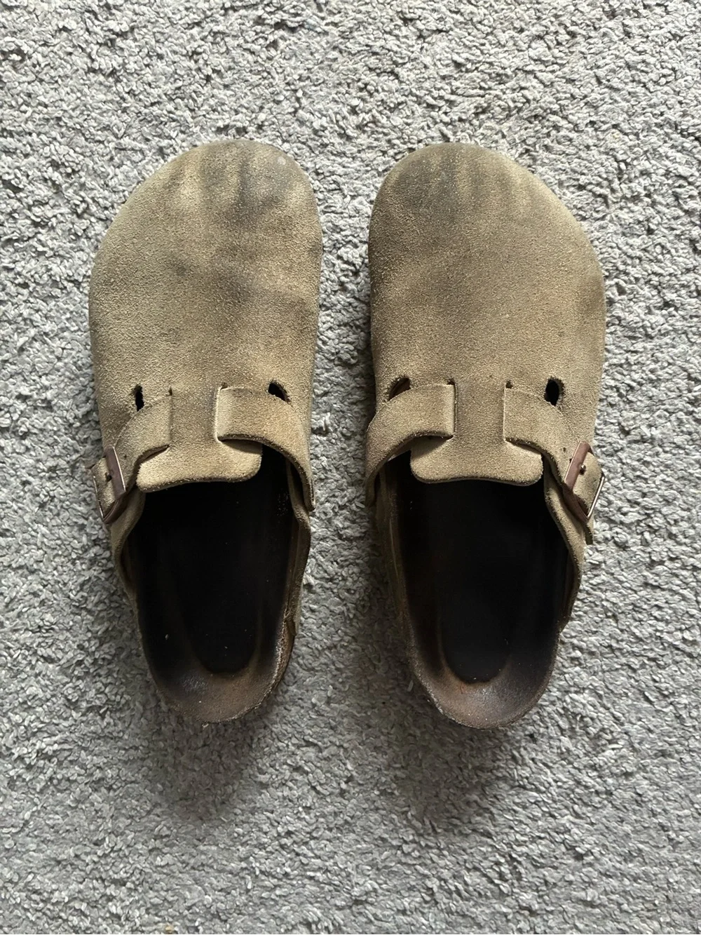 Men's Suede Slip-On Clog with Buckle in Tan